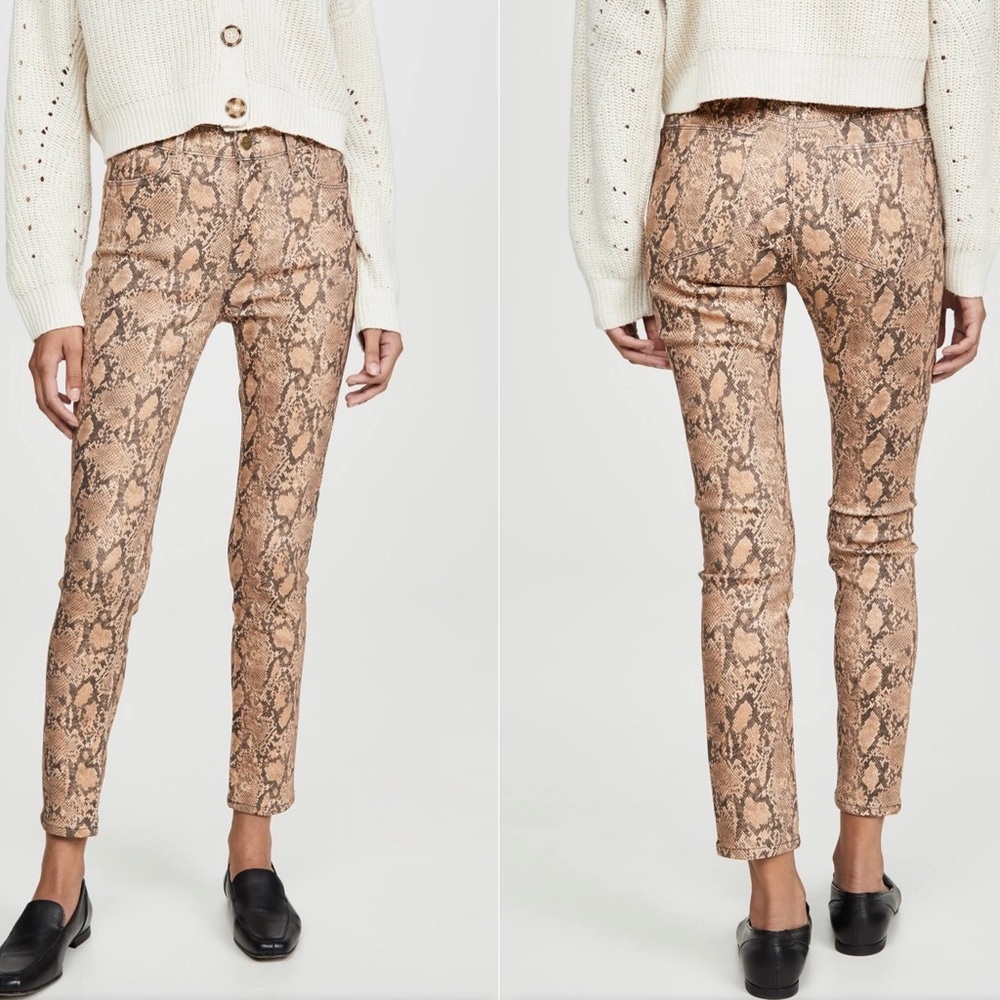 FRAME Le High Straight, Coated Python, High Rise, Snake Effect Jeans Size 23